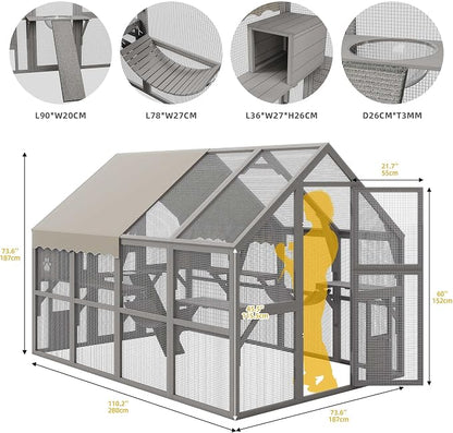 DWVO Extra Large Catio Outdoor Cat Enclosure, 110 inch Outside Cattery - Image 3