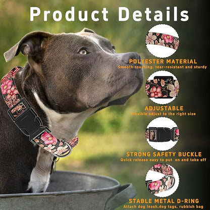 Dog Collar for Boys Girls, Floral Puppy Collar for Small Medium Large Dogs - Image 2