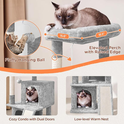 Yaheetech Cat Tree for Indoor Pets, 36in Tower Condo w/Extra Large Perch - Image 4