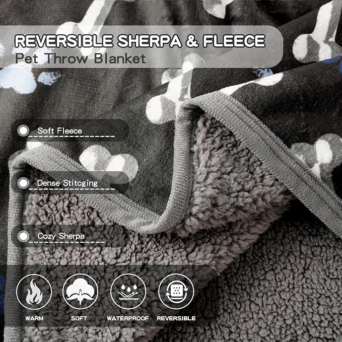 Waterproof Dog Blankets Pet Blanket 50"x60", Soft Fluffy Sofa Car Bed Protector - Image 4