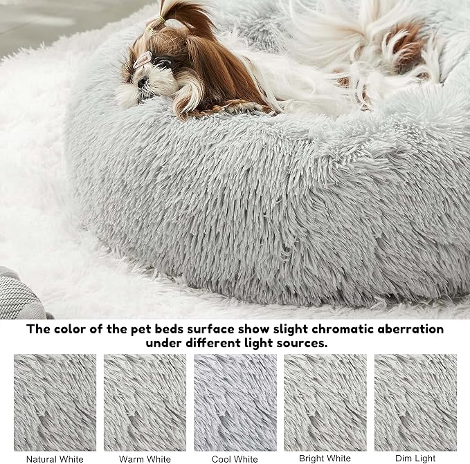Calming Dog Bed & Cat Bed, Anti-Anxiety Donut Cuddler Beds, Cozy Soft Round Beds - Image 2