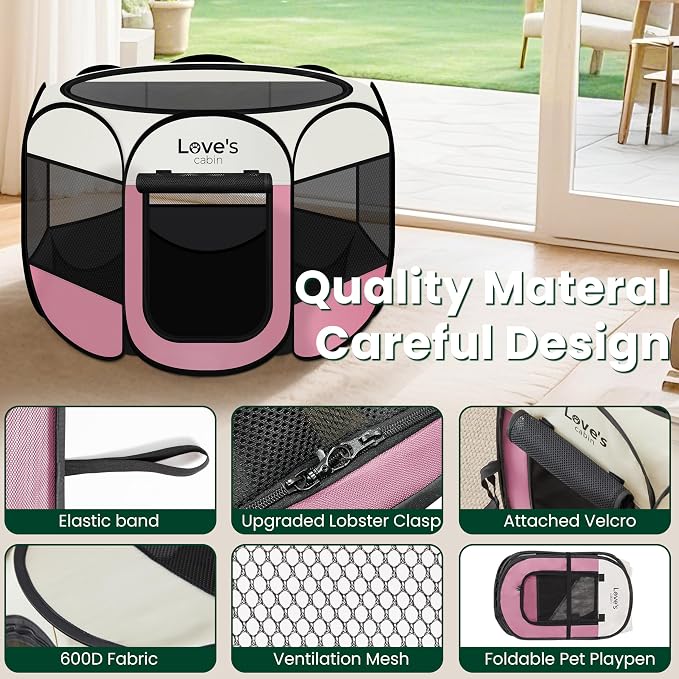 Love's cabin Pet Puppy Dog Playpen, Medium Dog Tent Crates Cage Indoor/Outdoor - Image 5