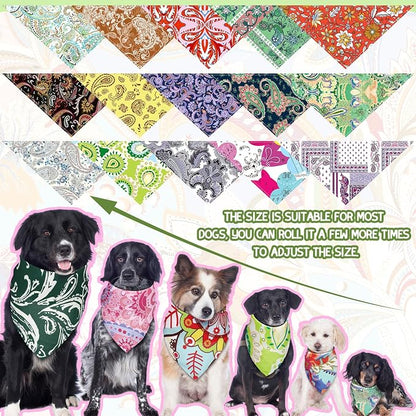 100 Pcs Paisley Dog Bandanas Bulk Pet Bibs Colorful Triangle Scarf Pet Paisley - Image 3