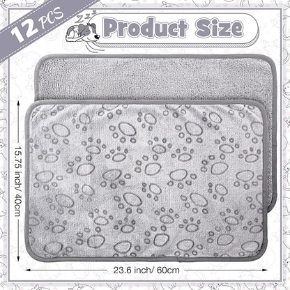 Tegeme 12 Pcs Pet Blankets Soft Fluffy Fleece Dog Cat Warm Paw Print Pattern - Image 2