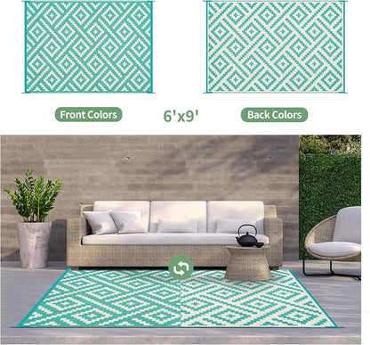 GENIMO Outdoor Rug for Patio Clearance, Reversible Plastic Straw Rugs for RV - Image 3