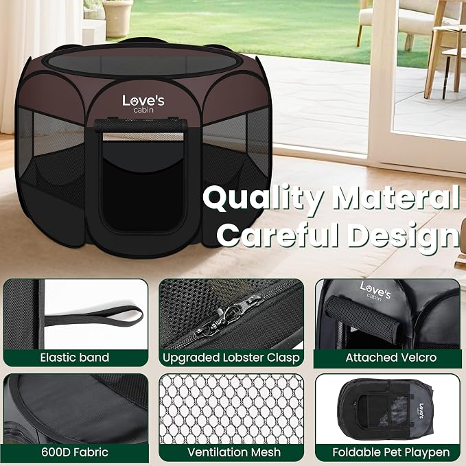 Love's cabin Pet Puppy Dog Playpen, Small Dog Tent Crates Cage Indoor/Outdoor - Image 5