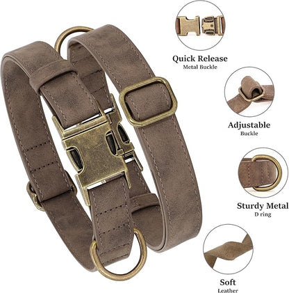 Didog Soft PU Leather Dog Collar, Stylish Quick Released Dog Collar - Image 2