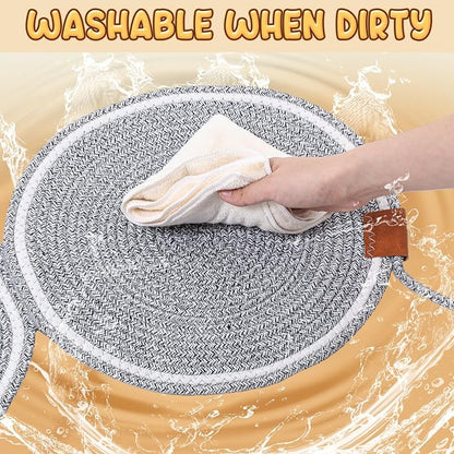 25.6 Inch Large Scratching Mat for Indoor Cats Natural Cotton Rope Flat - Image 6