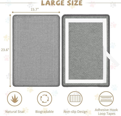 Gray Cat Scratching Mat Sisal, 2 Packs Sisal Fabric Large Cat Scratching Pad - Image 2