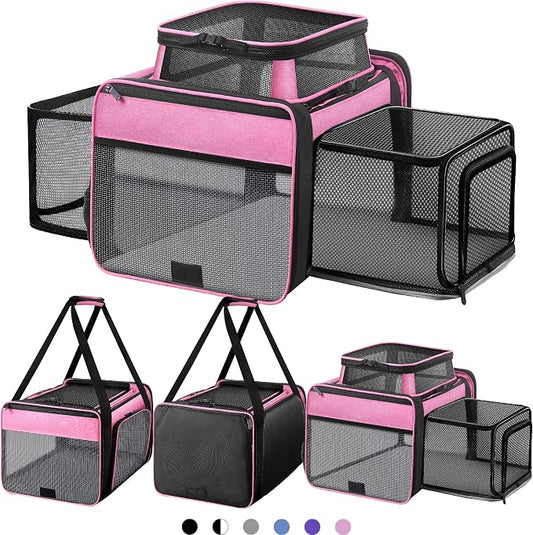 Top and 2 Sides Expandable Cat Carrier 18x11x11, TSA Airline Approved Dog by SHARLOVY