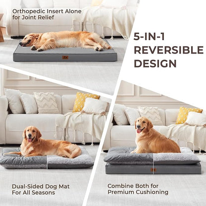 2-Pack Waterproof Dog Bed Large Size Dogs, Plush Cushion & Orthopedic Egg-Crate - Image 2