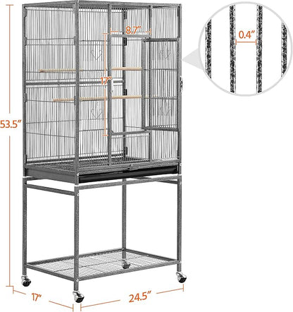 Yaheetech 54-inch Wrought Iron Standing Large Parrot Parakeet Flight Bird Cage - Image 3