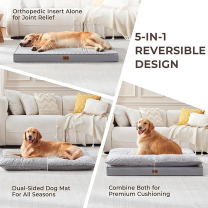 2-Pack Waterproof Dog Bed Large Size Dogs, Plush Cushion & Orthopedic Egg-Crate - Image 2