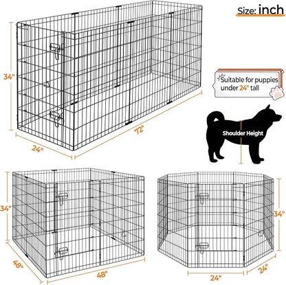 Yaheetech 34" High 8 Panel Foldable Metal Dog Exercise Pen Pet Playpen Dog - Image 7