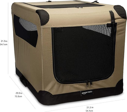 Amazon Basics Portable Folding Soft Dog Crate, Double Door, Collapsible Travel - Image 2