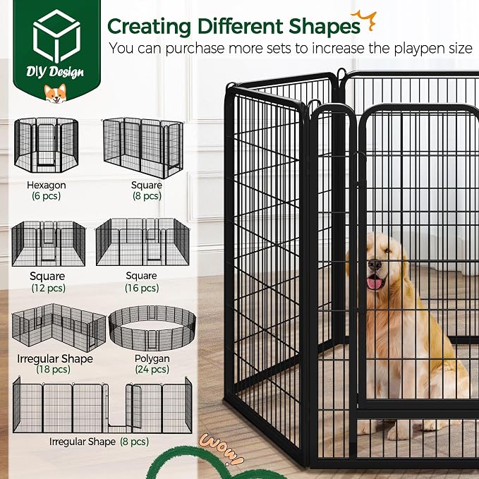 Yaheetech Dog Playpen Outdoor, 47 inch 12 Panels Dog Pen Indoor Heavy Duty - Image 6
