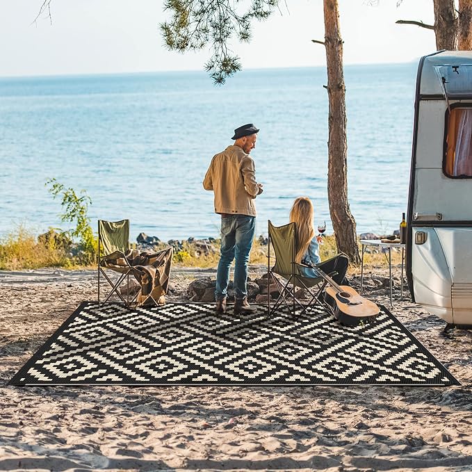 GENIMO Outdoor Rug 4'x6' Waterproof, Reversible Camping Mat, Plastic Straw Rugs - Image 3