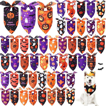 Abbylike 50 Pcs Halloween Dog Bandanas Bulk Pumpkin Bandanas by Abbylike