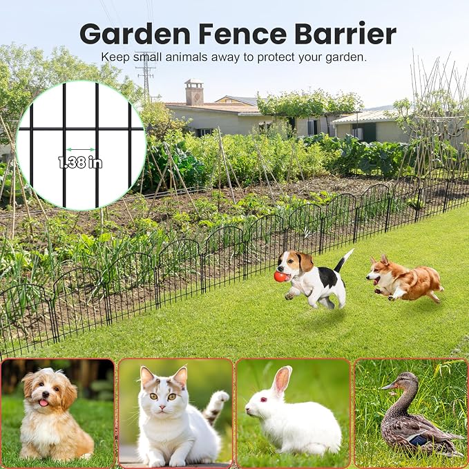 10Pcs Decorative Garden Fence, 20in/10.8ft Rustproof Metal Fences Animal - Image 4