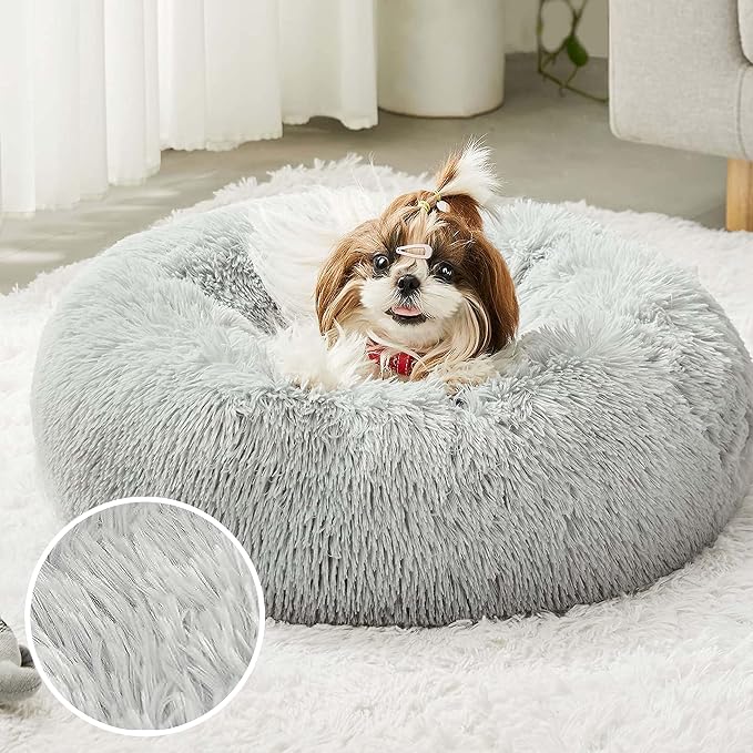 Calming Dog Bed & Cat Bed, Anti-Anxiety Donut Cuddler Beds, Cozy Soft Round Beds - Image 3