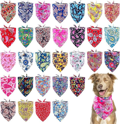30 Pcs Paisley Dog Bandanas Bulk 33 Inche XL Stitch Dogs Bandanas Polyester by Bestwishforyou
