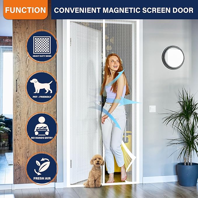 Magnetic Screen Door, Self Sealing Magnets, Easy Install Screen Doors - Image 5