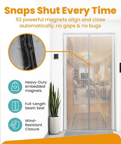 Flux Phenom Magnetic Screen Door Mesh 38x82 Inch – Easy Install, Strong Magnet - Image 3