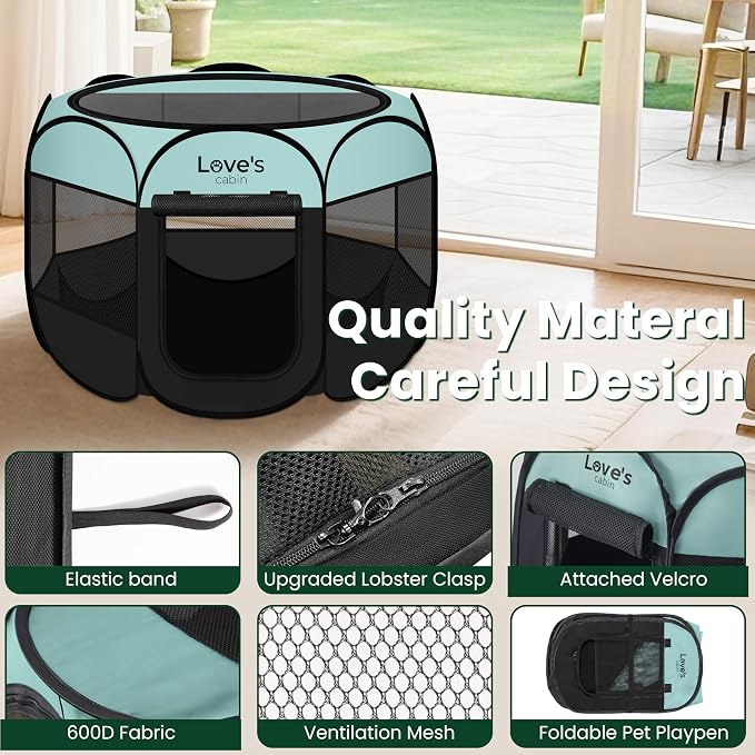Love's cabin Pet Puppy Dog Playpen, Small Dog Tent Crates Cage Indoor/Outdoor - Image 5