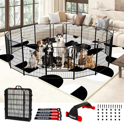 Dog Playpen Outdoor for Medium/Large Dogs 36'' High, Heavy Duty Dog Playpen by IGOOUO
