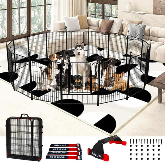 Dog Playpen Outdoor for Medium/Large Dogs 36'' High, Heavy Duty Dog Playpen by IGOOUO
