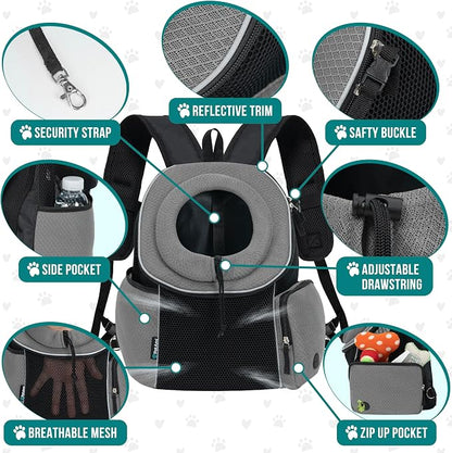 PetAmi Dog Front Carrier Backpack, Ventilated Adjustable Dog Pet Cat Chest - Image 4
