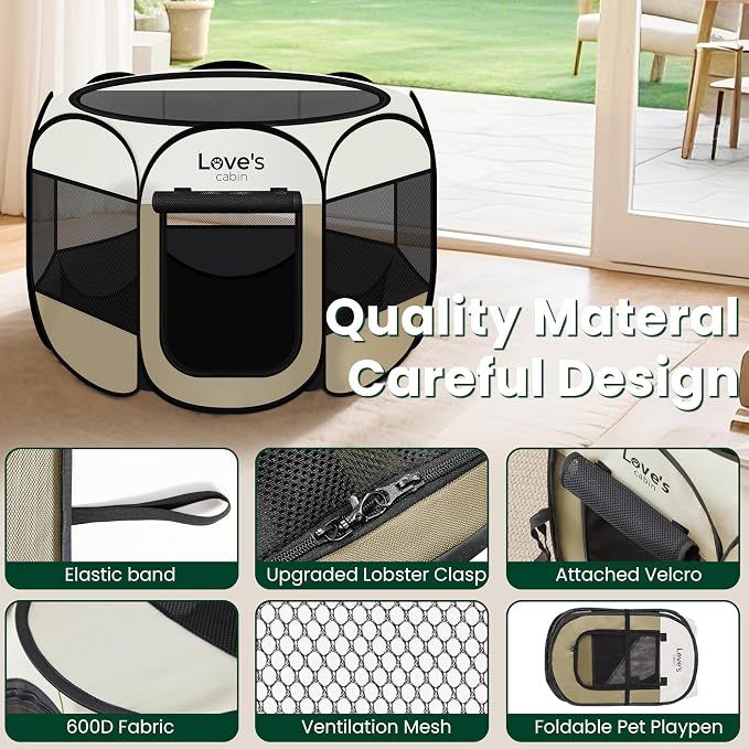 Love's cabin Pet Puppy Dog Playpen, Large Dog Tent Crates Cage Indoor/Outdoor - Image 5