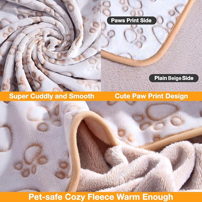 Stuffed Small Beige Premium Soft Dog Blanket, - Image 3