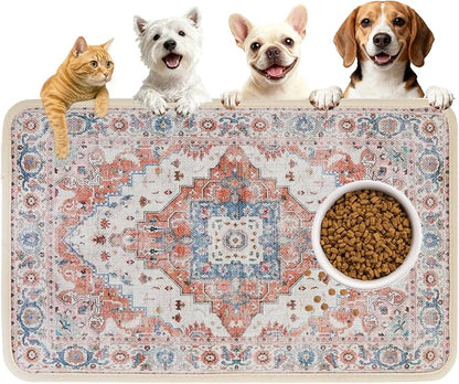 PUPTECK Dog Food Mat, Absorbent Pet Feeding Bowl Mat, Non-Slip Dog Mat by PUPTECK