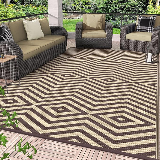 GENIMO Outdoor Rug for Patio Clearance, Lightweight Waterproof Modern RV by GENIMO