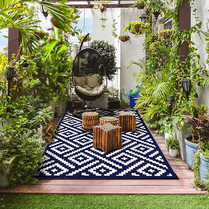 GENIMO 5x8 Outdoor Rug Waterproof, Reversible Mats, Area Rug, Plastic Outside - Image 3