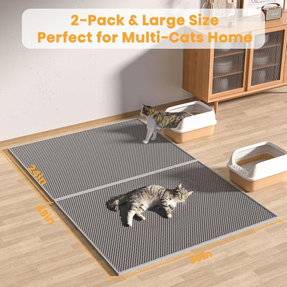 Pieviev 2 Packs Cat Litter Mat Double Layer Waterproof Urine Proof Trapping Mat - Image 6