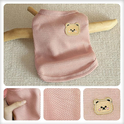 Waffle Knit Cat & Dog T Shirt for Small Dogs, Stretchable Puppy Shirt for - Image 2