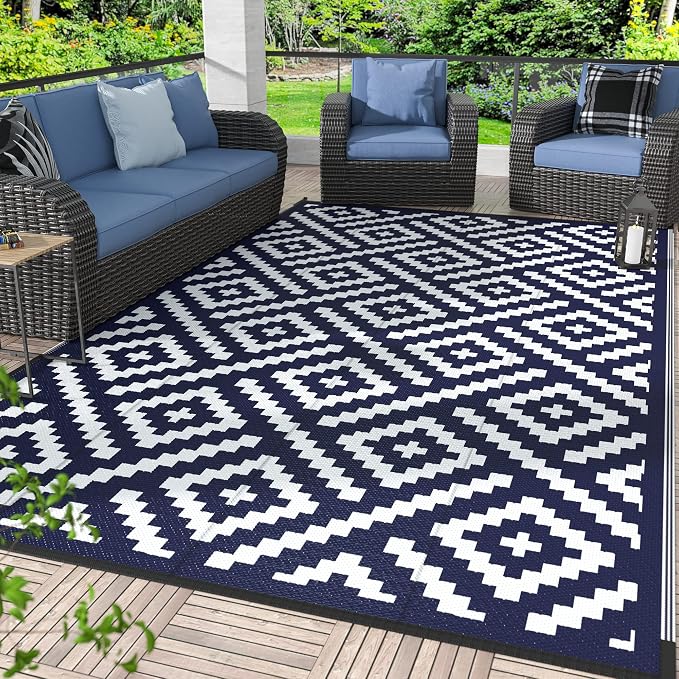 GENIMO 5x8 Outdoor Rug Waterproof, Reversible Mats, Area Rug, Plastic Outside by GENIMO