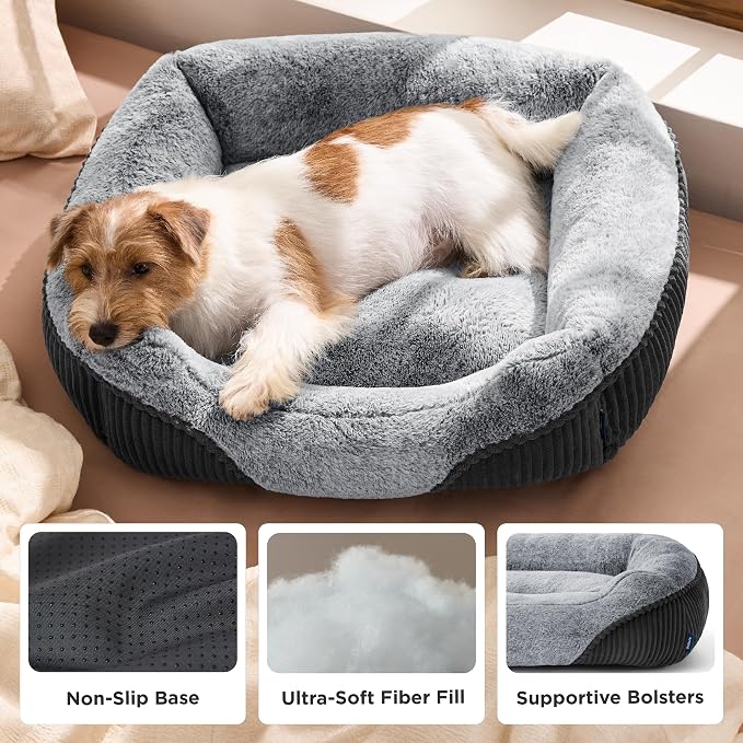 Bedsure Washable Dog Bed Small Dog＆Cat- Rectangle Fluffy Plush Kitten Puppy Bed - Image 5