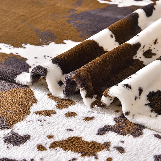 Bnuitland Brown Cow Print Throw Blanket - Image 6
