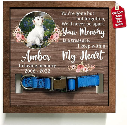 Personalized Pet Loss Gifts Dog Picture Collar Frame Pet Remembrance Memorial by Bfigift