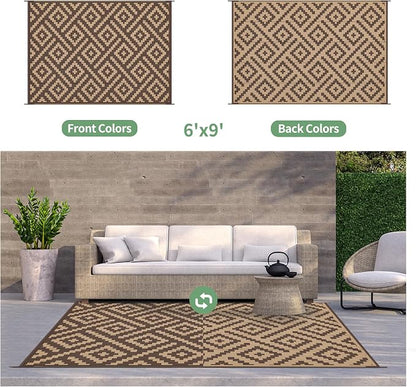 GENIMO Outdoor Rug for Patio Clearance, Lightweight Waterproof RV Camping Mat - Image 3