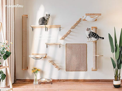 FUKUMARU Cat Climbing Shelf Wall Mounted, Four Step Cat Stairway - Image 5