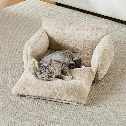 Hollypet Cat Bed Fluffy Plush Mutifuctional Double-Layer Soft Pet Couch - Image 6