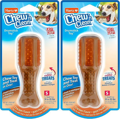 Hartz Chew ‘n Clean Chew Toy and Treat in One Chicken Flavored Drumstick Dog Toy by Hartz