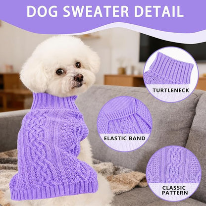 Dog Sweaters for Small Dogs Fall Winter Puppy Sweater Warm Dog Clothes for - Image 3