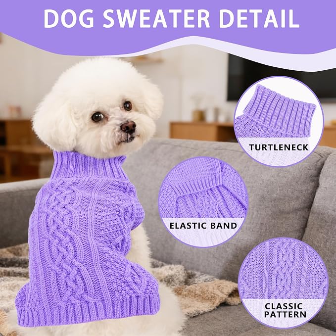 Dog Sweaters for Small Dogs Knit Puppy Sweater Fall Winter Dog Clothes Warm - Image 3