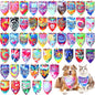 50 Pcs Tie Dye Dog Bandanas Bulk Pet Bibs Colorful Triangle Scarf Tie Dye by Huhumy