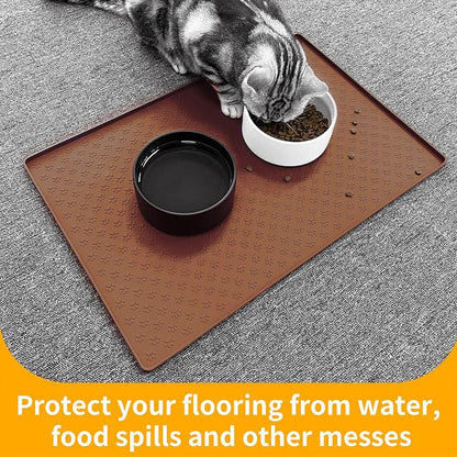 Ptlom Pet Placemat for Dog and Cat, Waterproof Silicone Pet Feeding Bowl Mats - Image 5